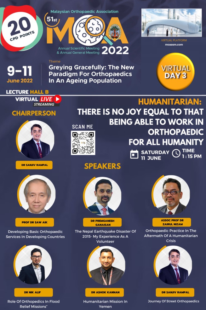 Dr Sanjiv Rampal Joins Malaysian Orthopaedic Association AGM 2022 Chairperson for Humanitarian section