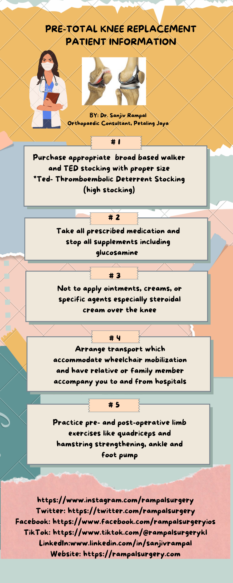 Pre-Total Knee Replacement patient information in 2023 by Dr Sanjiv Rampal, Orthopaedic Specialist, Petaling Jaya.