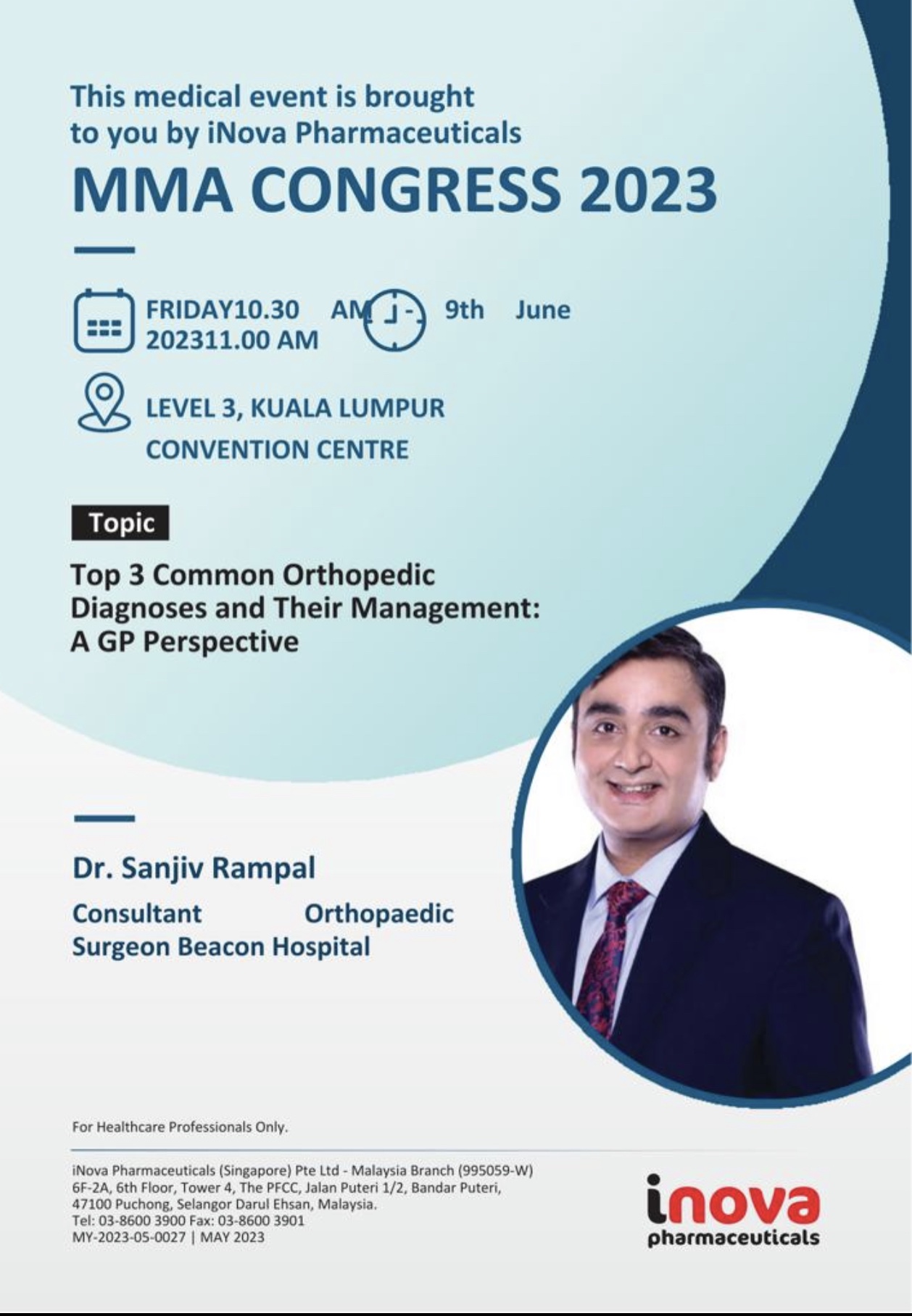 Dr Sanjiv Rampal Orthopaedic Consultant Kuala Lumpur presents at Malaysian Medical Assoc annual Congress 2023