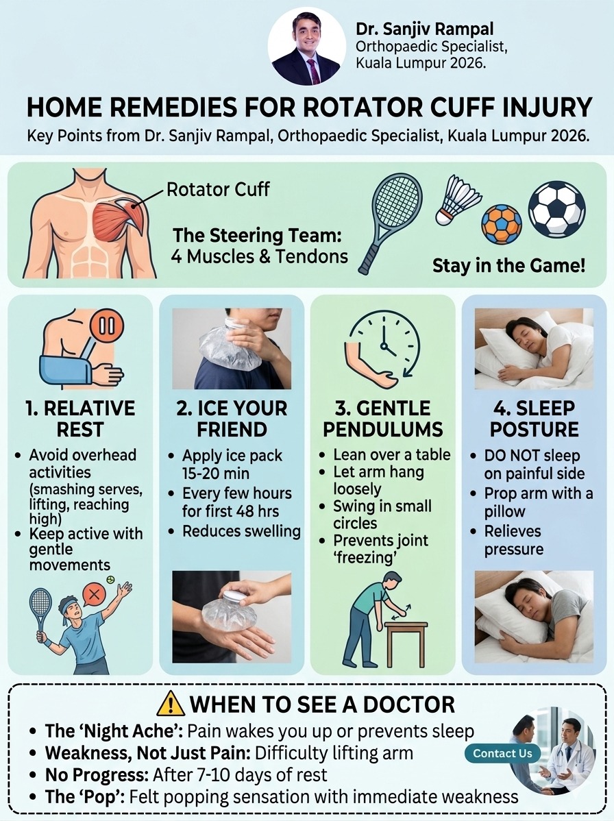 Rotator Cuff Injuries Home remedies and When to See a Doctor by Dr Sanjiv Rampal Orthopaedic specialist Kuala Lumpur 2026